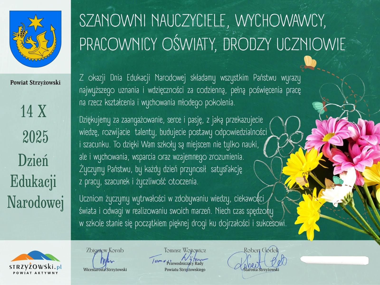 Życzenia z okazji Dnia Edukacji Narodowej